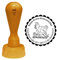 Stempel Adressstempel « HUHN auf der BLUMENWIESE » Durchmesser ca. Ø 40 mm - mit persönlicher Adresse, Motiv und Zierrand - Henne Wiese Vintage