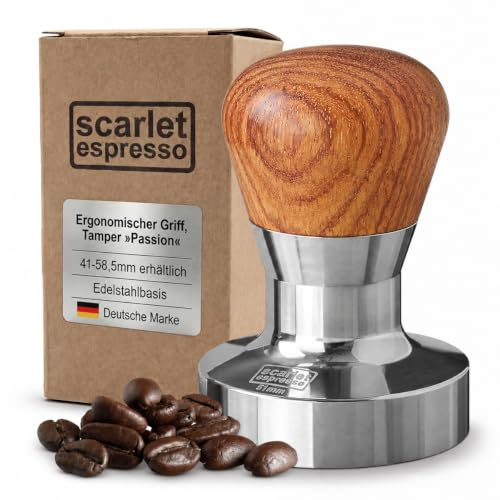 scarlet espresso | Tamper »Passion« für Barista; mit ergonomischem PVC- oder Edelholzgriff nach Wahl und Präzisions-Edelstahlbasis (51 mm)