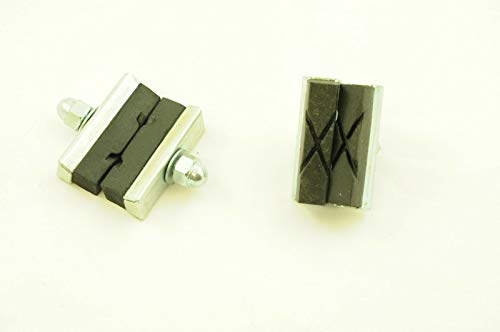 BB SUPPLY Set of 4 Bicycle Brake Pads, Old Style 40mm, Steel Holder with M6 Bolt, Cross Pattern Rubber Blocks, Black or Gray, Suitable for Raleigh Caprice, Chopper Era & Caliper Brake Bikes