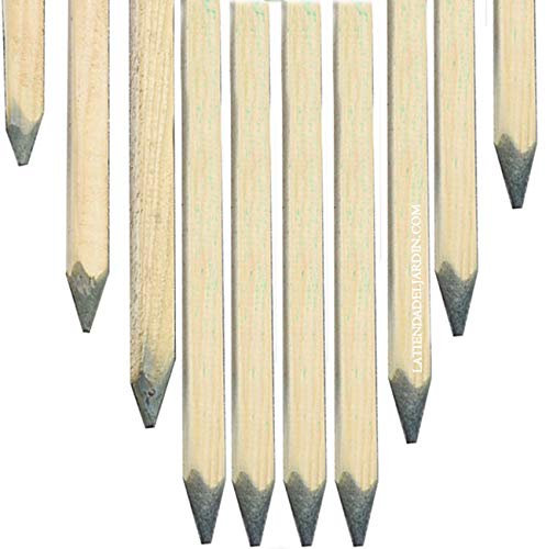 Suinga Lot de 10 Tuteur en Bois 180 cm, diamètre 3 cm, Tuteurs avec Pointe, poteaux en Bois, piquets de Fixation, piquets de Jardin, Tuteurs pour Plantes