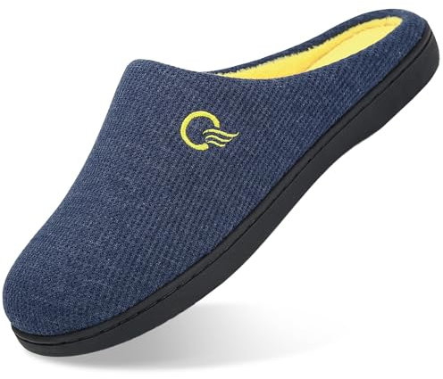 Mishansha Ciabatte Casa Invernali Uomo Pantofole Memory Foam Caldo Comode Antiscivolo Home Scarpe Interno e Esterno Blu 46/47