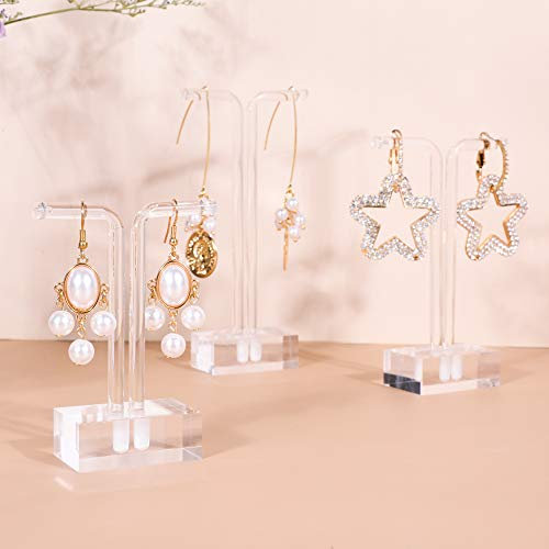 GemeShou 3pcs acrylic T bar earring display stand for show, retail hanging earring holder for online business, transparent jewelry Photography Props【Acrylic Earring T Stand-3pcs 】