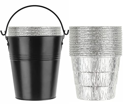 HDW152 Seau de graisse de rechange et lot de 15 doublures pour Traeger 20/22/34, Pit Boss, etc Pellets Smoke (noir 15)