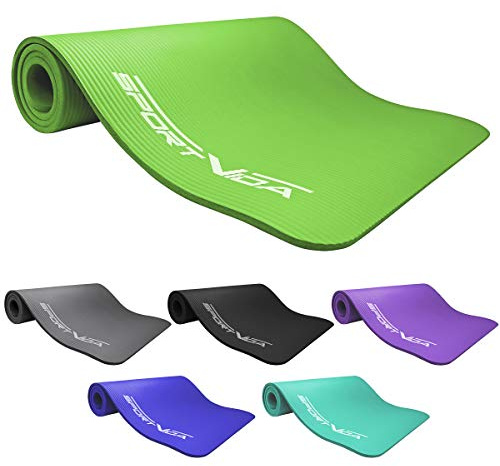 SportVida Yoga Matte Rutschfest Extradick -NBR Matte- Dicke Turnmatte für zuhause Training mit Tragegurt - Sportmatte - Fitnessmatte 2 Größen,6 Farben (Grün, 180 x 60 x 1 cm)