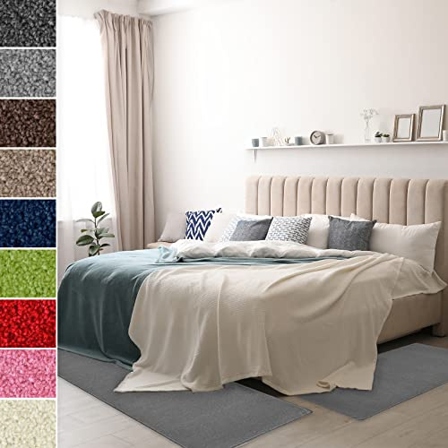 Floordirekt Velours-Bettumrandung Dynasty - Bettvorleger Teppichläufer - 3-teiliges Läufer-Set in 3 Größen (B: 67 cm | L: 1 x 330 cm + 2 x 130 cm, Silbergrau)