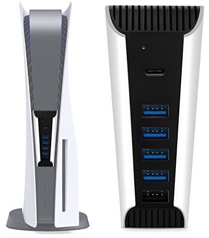 Ankey USB Hub for PS5, 5 Port USB High-Speed Expansion Hub Splitter Charger Extender Compatible with PS5 PlayStation 5 Console