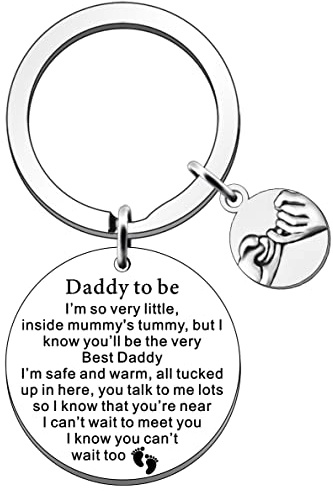 SDOFY Schlüsselanhänger 'Daddy to Be' - Geschenk für werdende Väter, Silber, Metallic