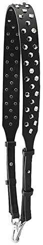 Riemen Schultergurt Ersatz Damen Verstellbar Kunst Lederriemen Taschengurt Mit Haken Metall Für Tasche Geldbörse Kameratasche Clutch Silber Niet(Schwarz)