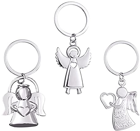 3 Pièce Porte-Clés Ange, Pendentif Ange Gardien, Porte-Clé Gardien, Ange Gardien Porte-Clés avec Pendentif, Porte-Clés en Forme D'ange, Souvenirs pour la Famille et les Amis