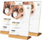 Aisamco Lot de 3 supports de panneau en acrylique A5 Slant Back Design L Forme Cadre en acrylique transparent Base en bois, menu de table Affichage Stand Flyer Display pour écran de bureau