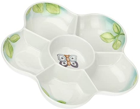 THUN, Antipastiera in Porcellana Decorata a Mano con Motivi Floreali Primaverili, Linea Fiori e Fantasia, ø 25 cm; h 3.5 cm