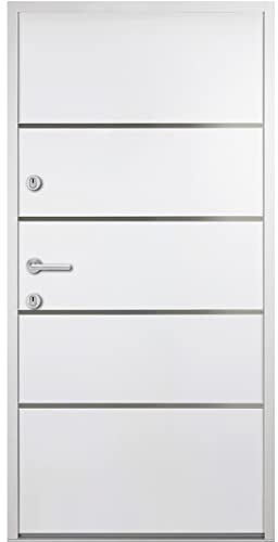 kuporta Haustür Nebeneingangstür Justus 110x207cm DIN links – Kellertür aus Stahl mit Tresorbolzen, Wärmedämmfüllung, verstellbaren Bändern und Aushebelsicherung - Weiß | ohne Drücker