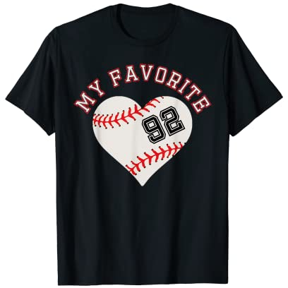 Baseball Spieler 92 Trikot Kostüm Nr. 92 Sport Fan Geschenk Baseball Trikot Nr. 92 T-Shirt