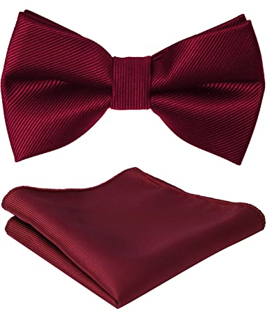 mintgreen Kinder Jungen Fliege & Einstecktuch Erwachsene Kinder für Hochzeitsfeier Einstellbarem Vorgebundene Fliege, Dunkelrot