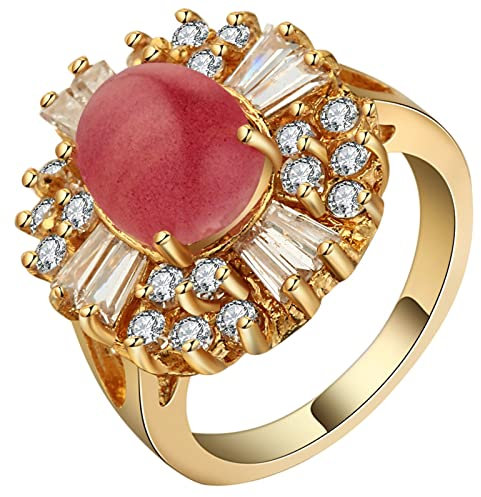 Whoiy Goldring Vintage Damen, Damen Ring XXL Eheringe Luxus-Cluster-Ring 52 (16.6) Verlobungsring für Frauen