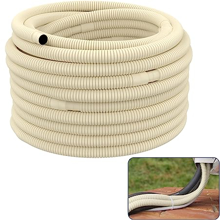 Flamorrow Ablaufschlauch für kanallose Mini-Split-Klimaanlagen, Wärmepumpensysteme, 1,6 cm ID, flexible AC-Wasserablaufleitung, 4,6 m
