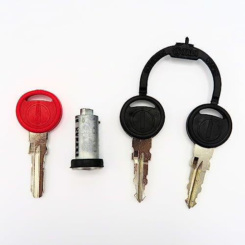Zadi Kit Sostituzione Cilindro Serratura STS con Linguetta Rossa per Camper, Roulotte, Sella Vespa ECC. Chiave Estrattore + Cilindro Originale con 2 Chiavi