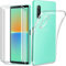 [4 en 1] Coque compatible avec Sony Xperia 10 IV avec 3 protections d'écran en verre trempé pour Sony Xperia 10 IV, coque de téléphone mince en TPU souple, antichoc et anti-rayures – Transparent