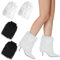 XEPST 2 Paar Damen Kunstpelz Beinwärmer Plüsch Beinwärmer, Mädchen Furry Fuzzy Beinwärmer Winter Stulpen Damen für Winterwärmer Karneval Halloween Fasching Mottoparty Verkleidung, Weiß, Schwarz