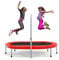 KOMFOTTEU Faltbares Trampolin für 2 Personen, Ovales Fitness Trampolin mit verstellbarem Griff, Doppeltrampolin für Kinder & Erwachsene, Gartentrampolin bis 150 kg belastbar für Indoor Outdoor (Rot)