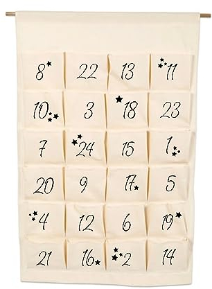 minimutz Adventskalender für Kinder groß | 24 Taschen zum selber Befüllen inkl. Kordel zur Wandaufhängung | Kalender aus Stoff Adventszeit Weihnachten