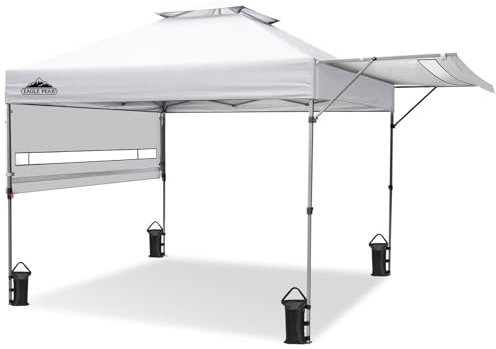 EAGLE PEAK 5m x 3M Pop - up Pergola Canopy Tente Outdoor Instant Canopy avec Double Semi - auvent réglable, Blanc
