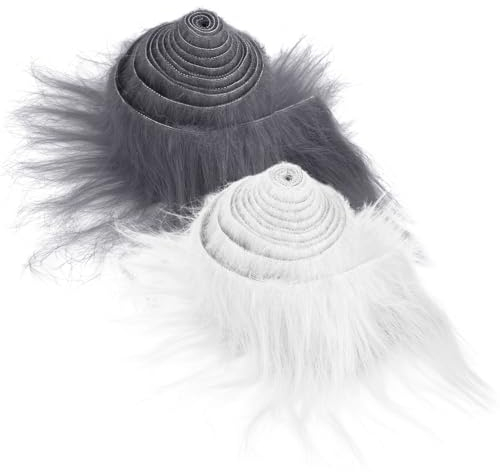 2 Stück Plüsch Kunstfellstoff Vorgeschnittene Streifen 5 x 150 cm Fellimitat Kunstfell Meterware Basteln Fell Stoff Flauschiges für Zwergenbart Weihnachtsmannhaar Wichtel DIY Basteldekoration