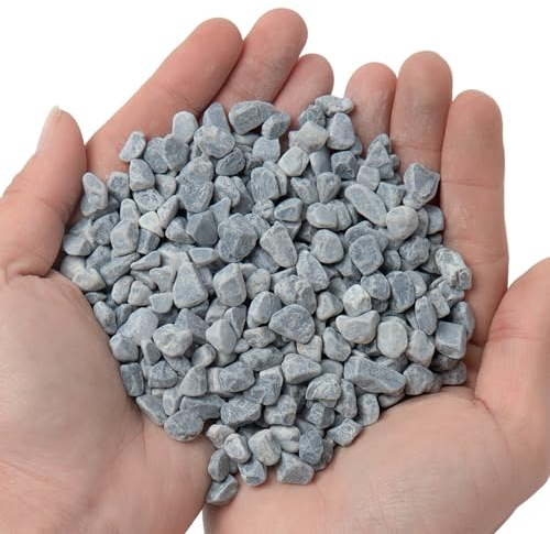 TINYUNICORN Kieselsteine für Sukkulenten und Kaktuskies, natürlich, dekorativ, poliert, für Pflanzen, Vasen, Aquarien, Terrarien und Gartenarbeit, Grau, 2,3 kg