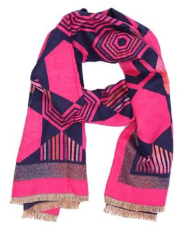 QUEEN HELENA SC204 Damen-Schal mit lässigem Muster für den Winter, weich, Stola, fuchsia, Einheitsgröße