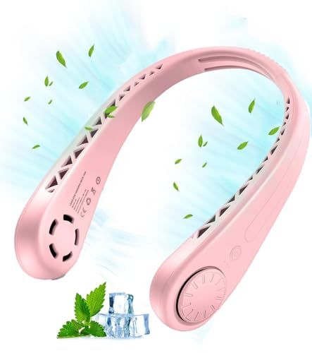 akface Nackenventilator Leise Hals Ventilator mit Kühlung Wiederaufladbar, Leichtgewichts USB Tragbarer Ventilator 3 Geschwindigkeiten mit 360°Luftstrom für Büro, Reisen, Sport, Haushalt