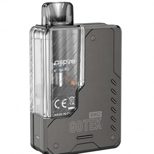 Aspire GOTEK PRO Pod Vape Kit [Gun Metal] Refillable Rechargeable | Authentic 1500mAh Metal Vape Device with Smart Draw Activation and Adjustable Airflow, Type-C Charging, No Nicotine