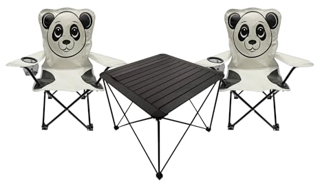 3er Kinder Campingmöbel Set Camping L52xB52xH46cm 1x Campingtisch + 2 Anglerstühle Textilen Outdoor mit Tasche