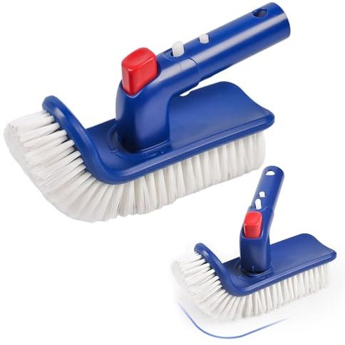 Brosse d'angle de piscine, tête de brosse pour nettoyer les murs la piscine, les marches et les coins, poignée rotative à 180 degrés, outil nettoyage pour , spa, salle bain