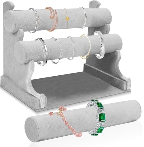 Schmuckständer Armbänder, Armbandständer Aus Samt Mit Abnehmbaren 3 Etagen, Armreif Ausstellungsständer, Armband Ständer, Uhren Ständer Halter, Schmuckhalter Für Uhren, Armbänder, Halsketten (Grau)