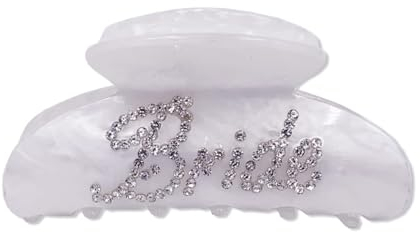 Pince à Cheveux Gros,Grandes Pinces à Cheveux de Mariée,Non Slip Griffe Clips,Grosse Pince Cheveux Femme,Hair Clip,Claw Clip,Pince Crabe Cheveux avec le logo Bride,Pour Cheveux Épais Et Fins (Blanc)
