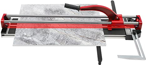 SICHENSH 800mm Handfliesenschneider, Manueller Fliesenschneider, Fliesenschneider Doppelschienen Halterungen, Fliesenschneidemaschine mit Balancing Brackets+Lineal Bar (Rot)