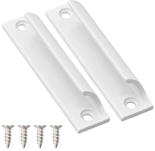 Dokeno 2 Piezas Tirador de Puerta Corredera, Tiradores de puerta de balcón, Manijas Para Puertas Metal para Puertas Ventanas Armarios Correderas y Cajones, Blanco