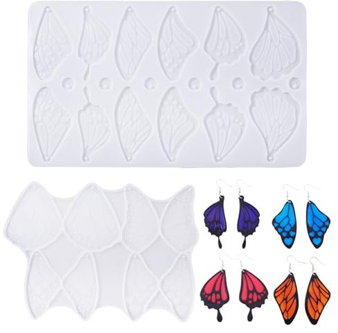 PandaHall Silikonformen mit Schmetterlingsflügel-Anhänger, fliegender Flügel, UV-Harz, Epoxidharz, Feenflügel, Gießharzformen für Epoxid-Kunsthandwerk, Schmuckherstellung, 2 Stück