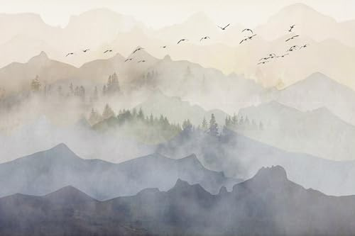 MIWEI Wallpaper Papier Peint Panoramique Oiseau De Forêt De Montagne Papier Peint 3D Intissé Tapisserie Poster Chambre Salon Decoration Murale 350x250cm -Z1856