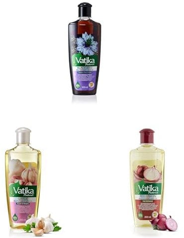 Vatika Naturals Black Seed + Garlic + Red Onion Enriched Hair Oil (200ml) Set With Natural Herbal Extracts, Provides Strengthen & Nourishment - Promotes Strong & Shiny Hair