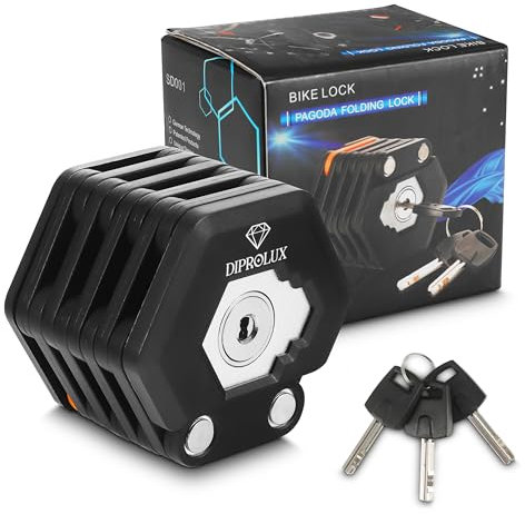 Fahrradschloss, 85 cm Faltschloss mit Halterung, 3 Schlüssel, Fahrradschloss mit hoher Sicherheit, Fahrradzubehör, Schloss für E-Bike, Gliederschloss für E-Scooter, Fahrradschloß