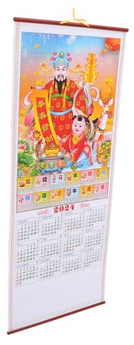 DIYEAH Traditioneller Hängekalender Verdicktes Material Klar Bedruckt Vielseitiger Monatskalender Büro Und Haushalt Chinesischer Drachenschlange Wandkalender