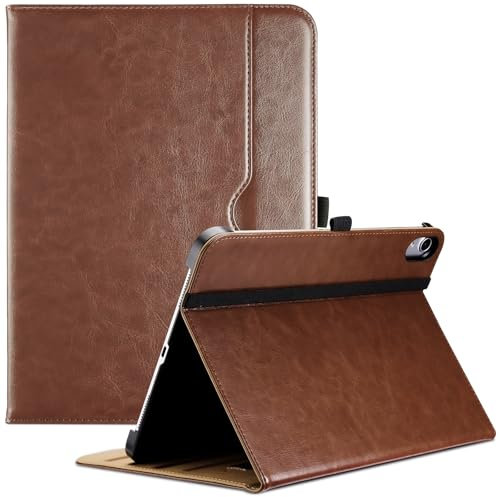 ProCase Leder Hülle für iPad A6 11.Generation 11 Zoll 2025/10.Generation 10,9 Zoll 2022, Schutzhülle Case mit Stifthalter PU-Leder Klapphülle mit Multi- Stand für iPad 10/11 -Braun