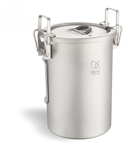 KEITH Titan Camping Kochtopf Multifunktions Titanium kochgeschirr Reiskocher mit klappbarem Griff 900ml