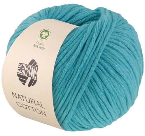 LANA GROSSA Natural Cotton Gots | Bio-Baumwollgarn in Millefili- Zwirnung | Handstrickgarn aus 100% Baumwolle (Bio) | 50g Wolle zum Stricken & Häkeln | 80m Garn FB-16