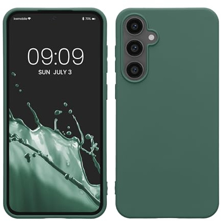 kwmobile Hülle für Samsung Galaxy S23 FE TPU Case - Handyhülle unterstützt kabelloses Laden, Flexible Schutzhülle, gummiertes Cover in Tannengrün
