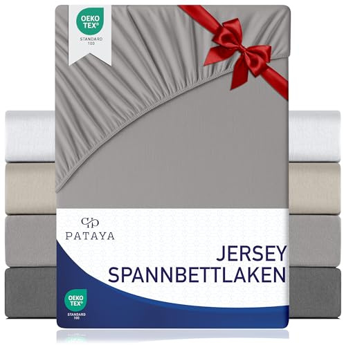 Pataya Spannbettlaken 90x200cm - Oeko-TEX Zertifiziert Baumwollmischung Spannbetttuch bis zu 25 cm Bettlaken für Boxspringbett Matratzen (Grau - 90x200)