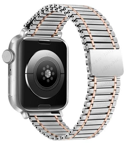 ZXZZNO Correa de metal para Apple Watch Ultra Band 49mm Series 10/9/8/7 41mm 45mm Pulsera de acero Iwatch 6 SE 5 4 3 38mm 40mm 42mm 44mm S10 46mm 42mm Correas de reloj(Silver RG,38 40 41mm)