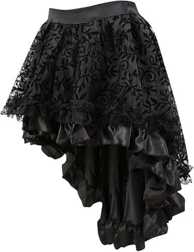 Piraten Rock Damen, Steampunk Rock Damen - Kostüm Goth Skirt Spitze Mehrfarbig Punk Kurzer Outfit Gothic Kleid Übergrößen Rocker Kleidung Asymmetrische