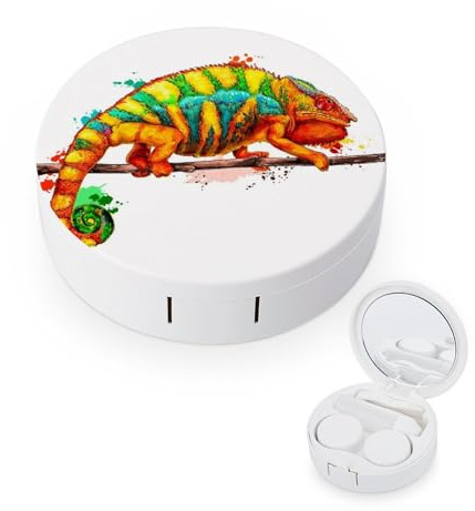 fkgvwo Contact Lens Container Color Lizard Travel Contact Lens Box with Mirror Tweezers Solution Bottle
